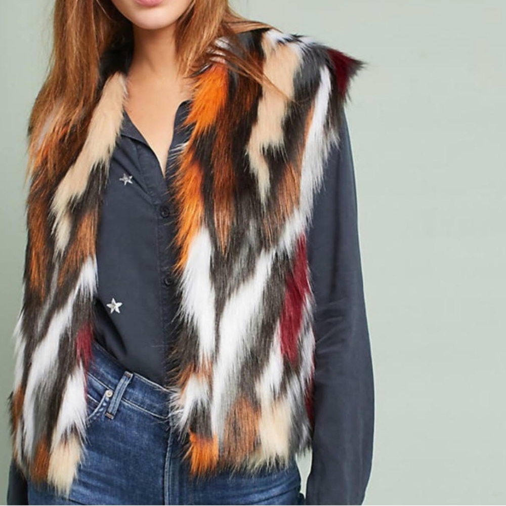 Anthropologie Vivid Faux Fur Vest